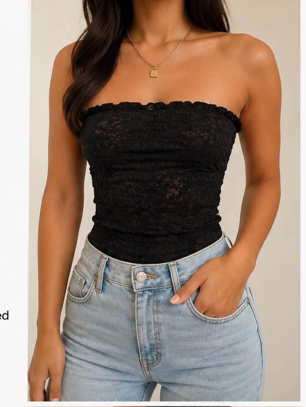 black lace tube top bodysuit | M-L